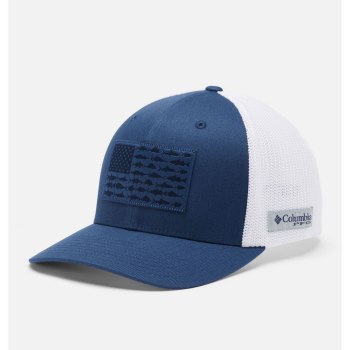 Columbia Muške Kape - PFG Mesh Fish Flag Ball Tamno Sive Bijele | TIUF-86970